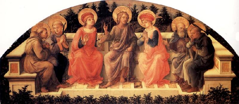 Fra Filippo Lippi Sts Francis,Lawrence,Cosmas or Damian,John the Baptist,Damian or Cosmas,Anthony Abbot and Peter Norge oil painting art